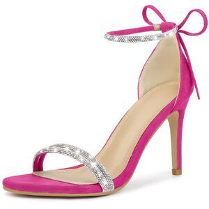 Rhinestone Ankle Tie Stiletto Heels Sandals